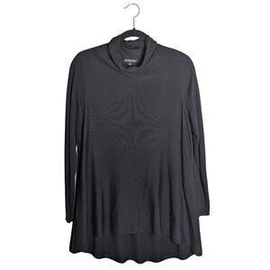 Eileen Fischer Merino Wool Black Cowl Neck Tunic Top Women Size M Mature Office
